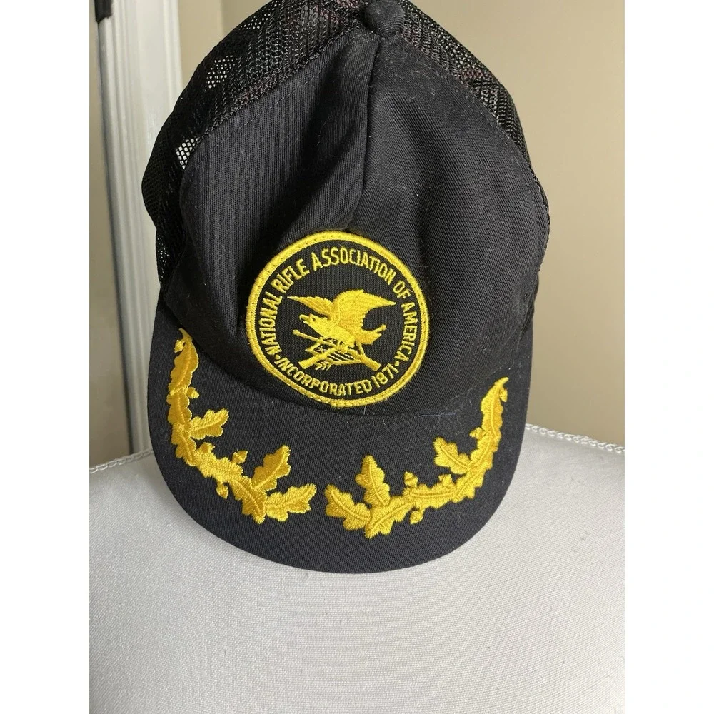 NRA National Rifle Association‎ Black w/ Gold Trucker Hat Snapback One Size